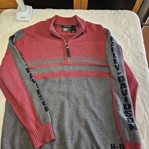VTG Harley Davidson Men’s Quarter Zip XL Sleeve Hit Gray Maroon Zip